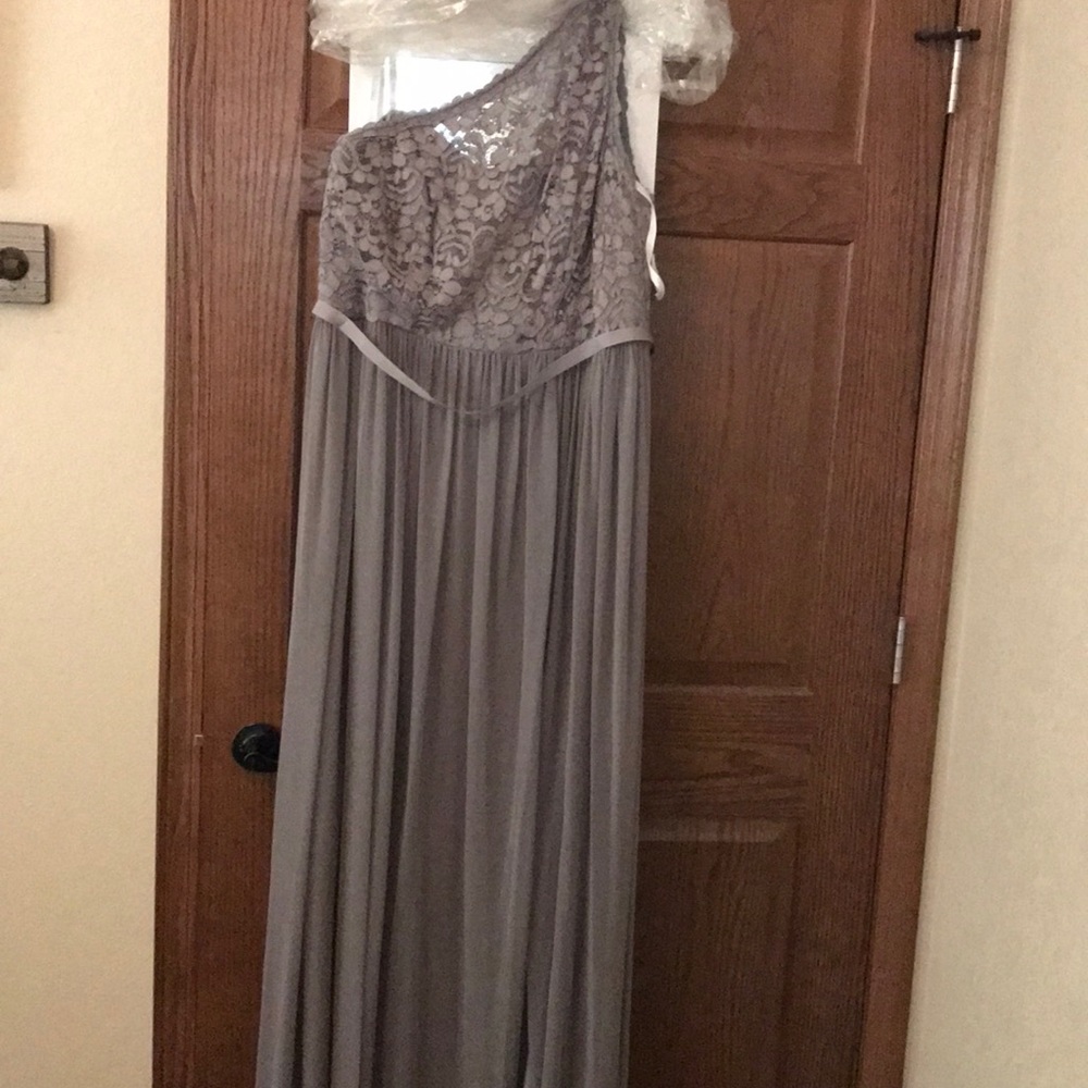 David’s Bridal One Shoulder Lace Bridesmaid Gown